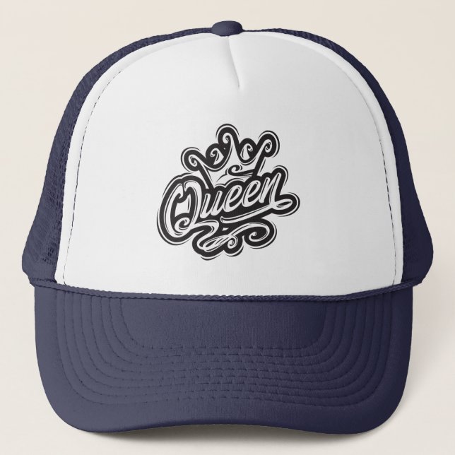 Casquette Reine avec couronne, conception de la typographie (Devant)