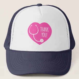 Casquette Remerciements Stéthoscope à coeur rose
