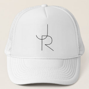 Casquette Remplacement des initiales   Noir en blanc