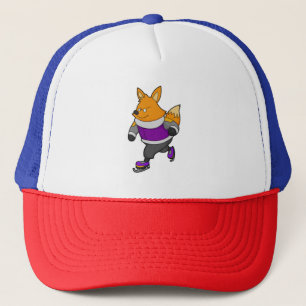 Casquette Renard au patinage sur glace avec patins sur glace