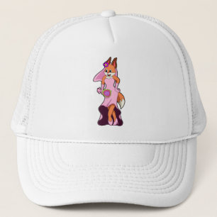 Casquette Renard avec robe de mariée et bouquet de fleurs
