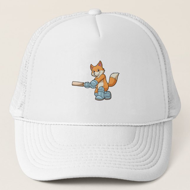 Casquette Renard comme batteur avec chauve-souris de cricket (Devant)