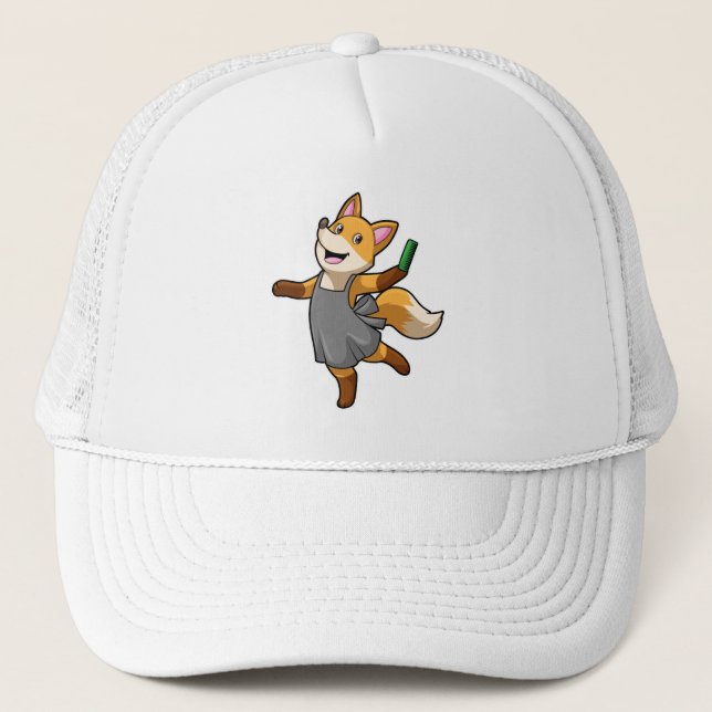 Casquette Renard comme coiffeur avec ciseaux (Devant)