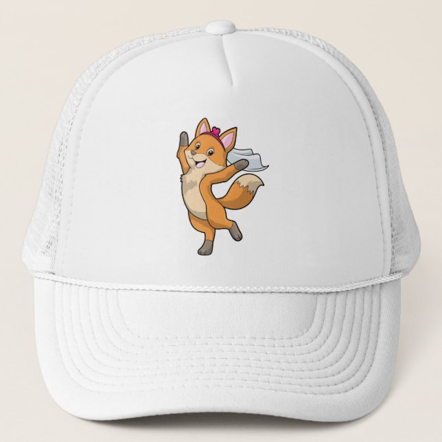 Casquette Renard comme mariée avec voile et cœur (Devant)