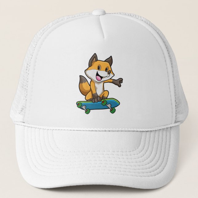 Casquette Renard comme patineur avec skateboard (Devant)