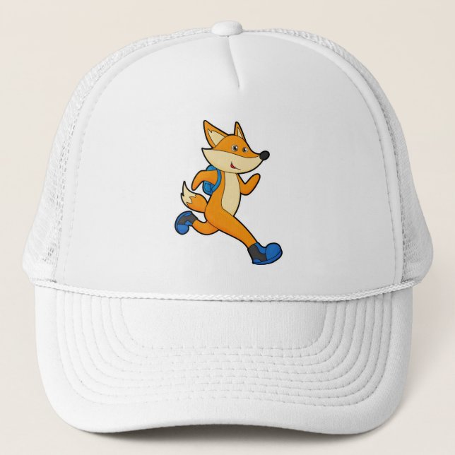 Casquette Renard en course avec sac à dos (Devant)