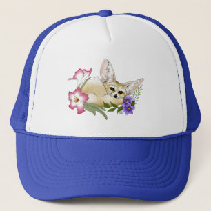Casquette Renard Fennec Fleurs Rose Violet Mignon Bleu Botan
