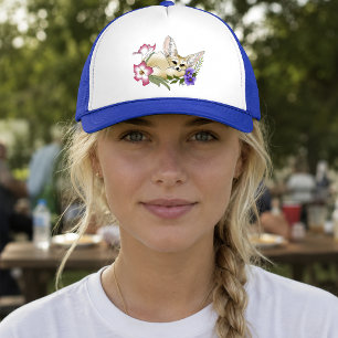 Casquette Renard Fennec Fleurs Rose Violet Mignon Bleu Botan