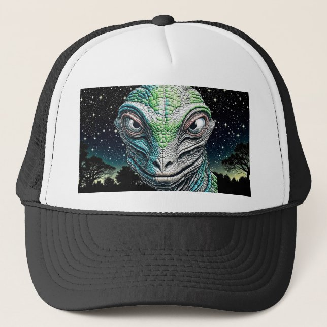 Casquette Reptilian Lizard Homme Alien Extraterrestre En cou (Devant)