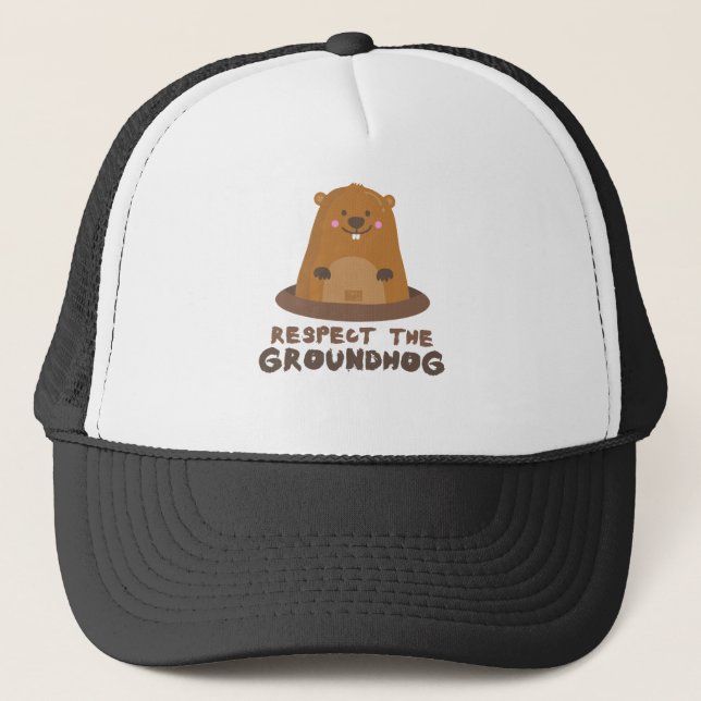 Casquette Respect mignon le jour de Groundhog de marmotte (Devant)