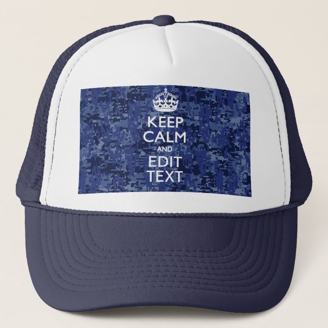 Casquette Restez Calme Et Ayez Votre Texte Camo Numérique Ma (Devant)