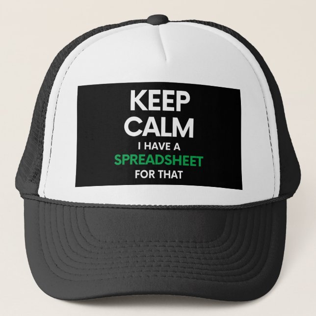 Casquette Restez calme J'ai une feuille de calcul pour ça -  (Devant)