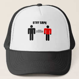 Casquette Restez en sécurité Les gens Chemise rouge
