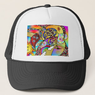 Casquette Retro 60s Coeurs psychédéliques Paisley Cadeaux Vê