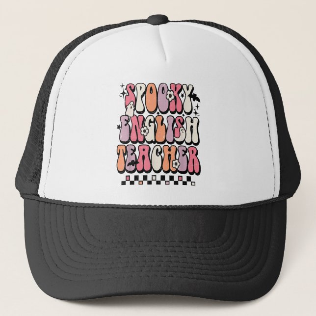 Casquette Retro Anglais Éffrayant Enseignant Funny Grammar E (Devant)