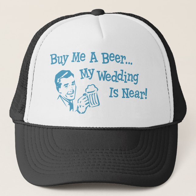 Casquette Rétro bleu m'achètent une bière que mon mariage (Devant)