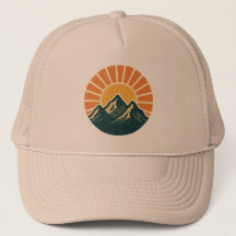 Retro Blue Mountain Sunrise Outdoor Nature Sun Art