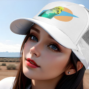 Casquette Retro Budgie Pop Art Aqua Blue Parakeet Animaux de