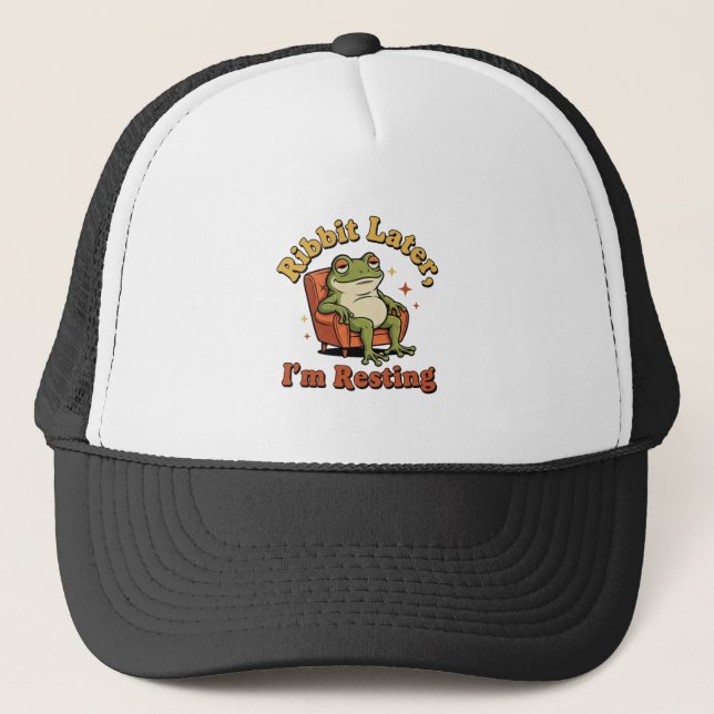 Casquette Retro Frog Chill Humor Trucker Hat (Devant)