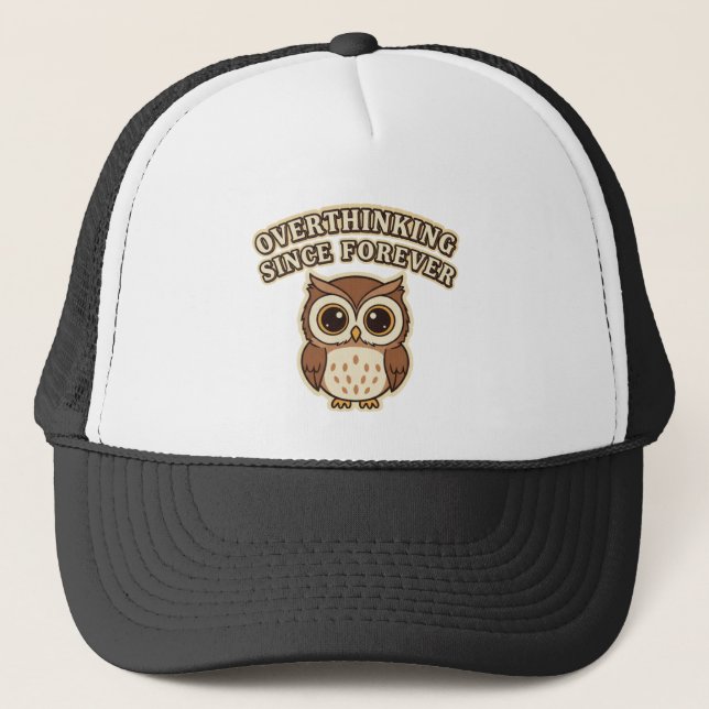 Casquette Retro Owl Deep Thinker Trucker Hat (Devant)