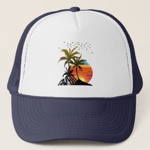 Casquette Retro Palm Trees Mountain Sunset