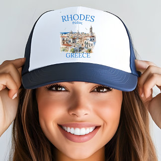 Casquette Rhodes Greece Watercolor – Greek Island Vacation