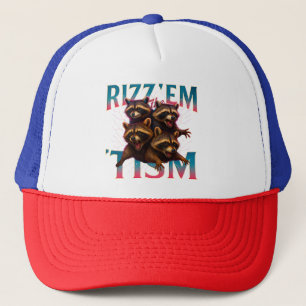 Casquette Rizz Em With The Tism Mème Autisme Drôle Racoon
