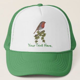 Casquette Robin perché sur une feuille de lierre