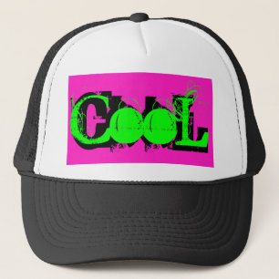 Casquette rose chaud - noir et vert citron type COOL  