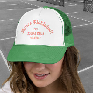Casquette Rose Rétro Après Club Social de Pickle Ball Vert