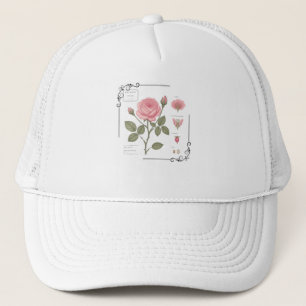 Casquette Rose romantique sur chapeau. 