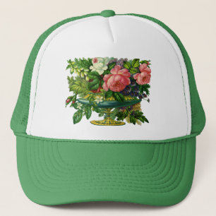 Casquette Roses vintages florales roses, Vase de fleurs