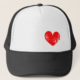 Casquette rouge affligé de camionneur de coeur