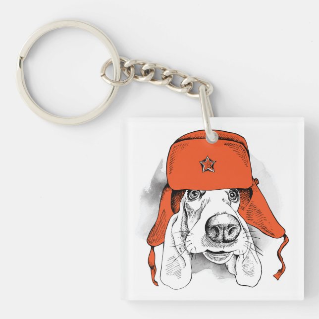 Casquette rouge de Basset Hound | Ushanka (Devant)