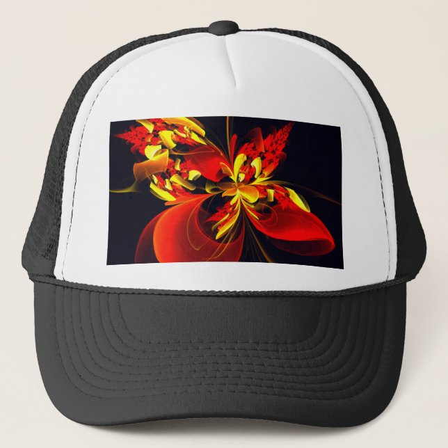 Casquette Rouge Jaune Floral Moderne Résumé Modèle Art #10 (Devant)