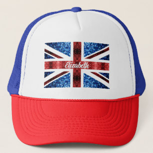 Casquette Royaume-Uni rouge bleu parties scintillant Nom per