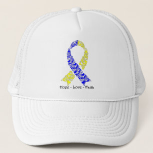 Casquette Ruban bleu et jaune d'espoir de conscience