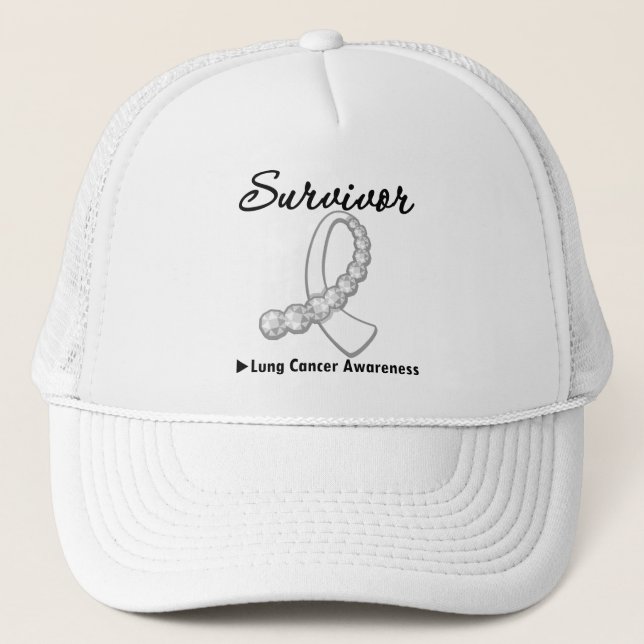 Casquette Ruban de pierre gemme de survivant de cancer de po (Devant)
