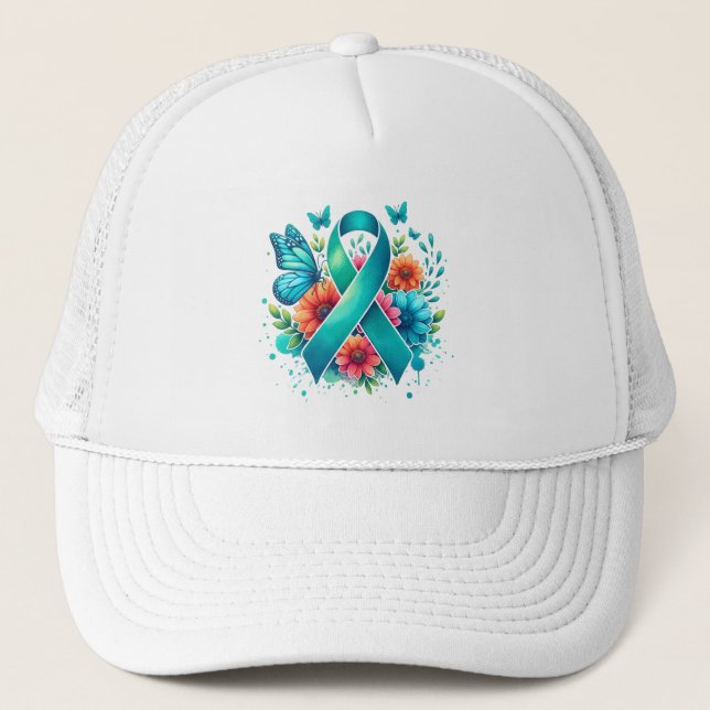 Casquette Ruban de sensibilisation Turquoise Myasthenia Grav (Devant)