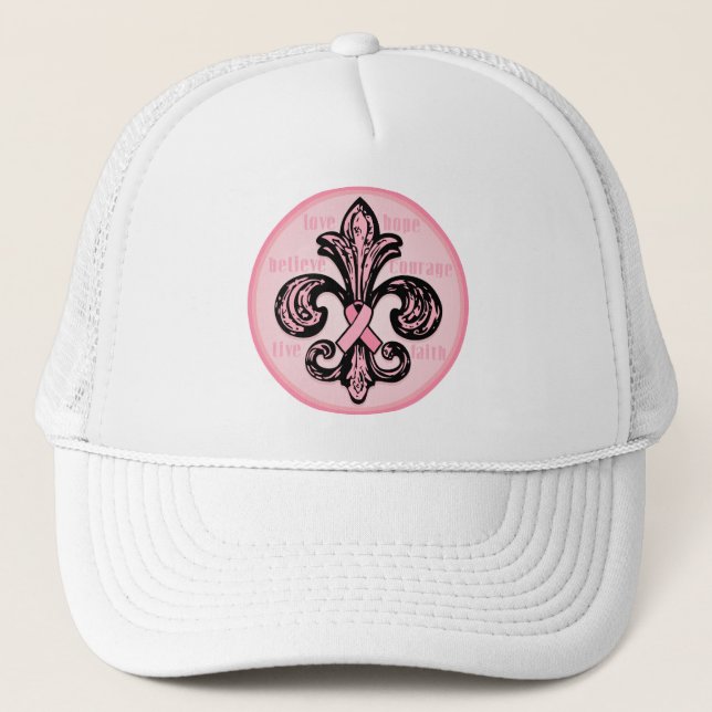 Casquette Ruban rose Fleur de lis (Devant)