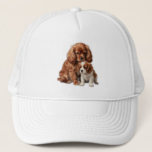 Casquette Ruby Cavalier Spaniel et son chiot Blenheim