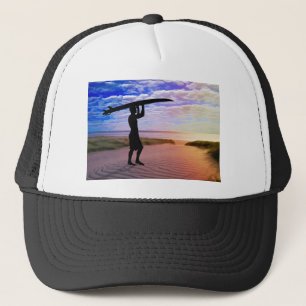 Casquette Sable et nuages de surfer de coucher du soleil