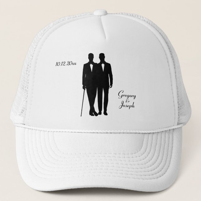 Casquette Salles de Mariage gay avec nom et date (Devant)