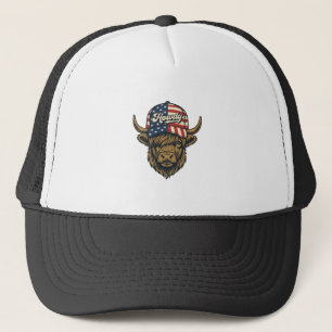 Casquette Salut Vache Highland Patriotique Design Western Vi