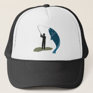 Casquette sautant de pêcheur et de poissons de