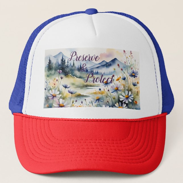 Casquette Sauvez la nature, le Fleur sauvage et le script de (Devant)
