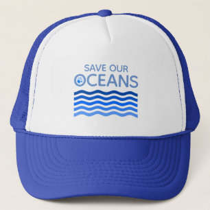 Casquette Sauvez nos océans Bleu Terre stylisée Vagues