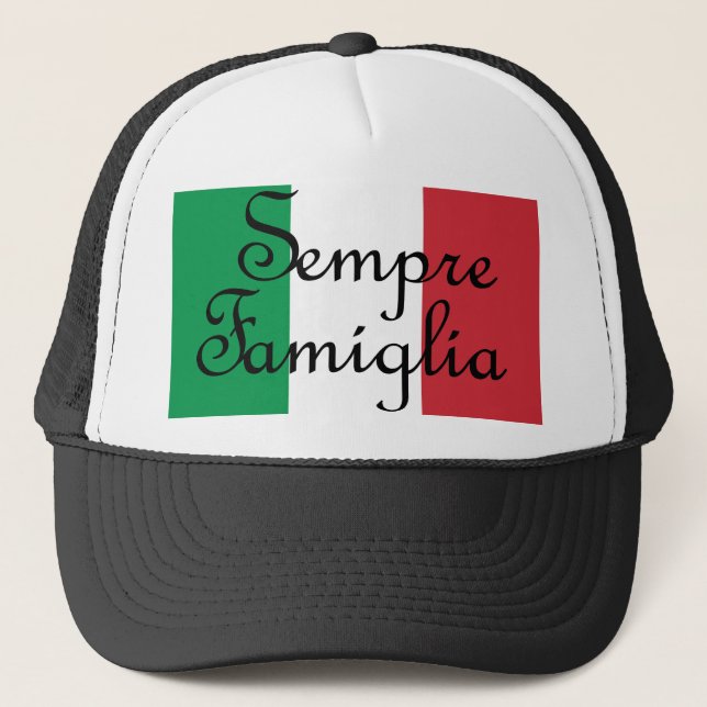 Casquette Sempre Famiglia et couleurs du drapeau italien (Devant)
