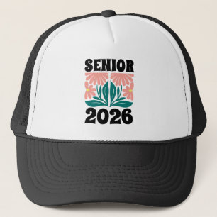 Casquette Senior 2026 Personnalisé Retro Flowers Super Gradu