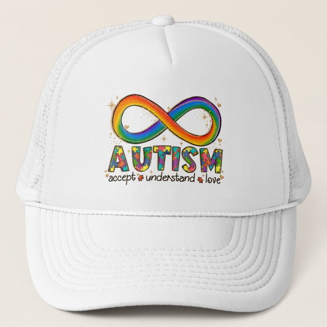 Casquette Sensibilisation sur l'autisme Accepter, Amour, Com (Devant)